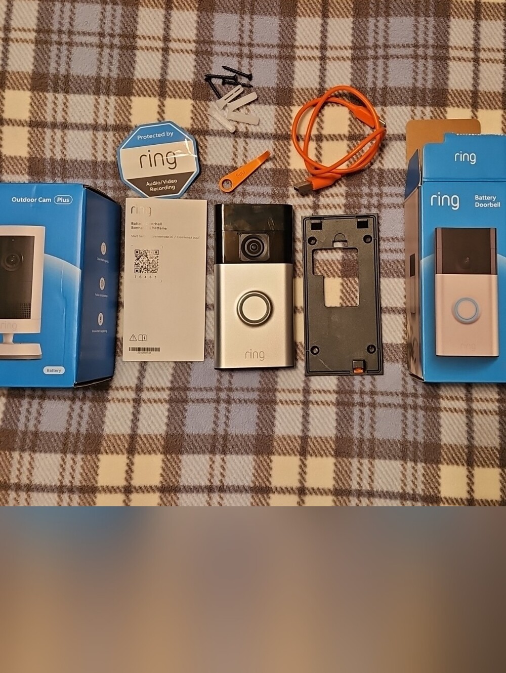 Ring Video Doorbell with Accessories & New Outdoor Cam Plus